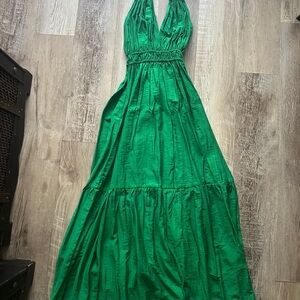 Elegant Green Halter Maxi Dress